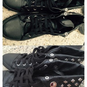 sports girl black studded shoes