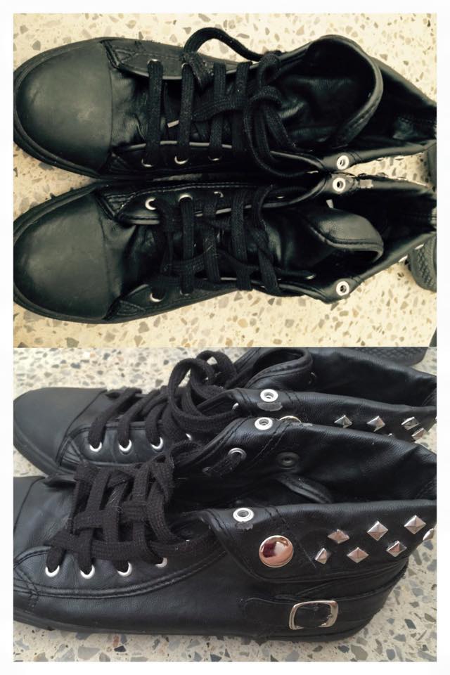sports girl black studded shoes